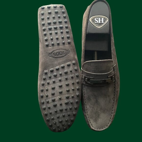 TOD’S Charcoal Suede Gommino Loafers – Size 13.5 (Made in Italy) - Picture 4 of 5